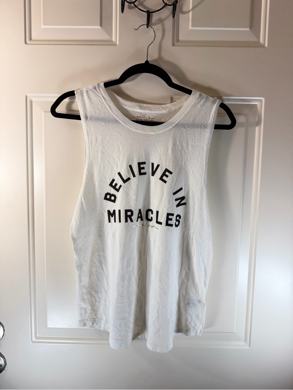 Spiritual Gangster Believe In Miracles Tank Women’s Medium White Yoga 0442